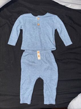 Blue Knit Kids Matching Set - Long Sleeve Top & Pants